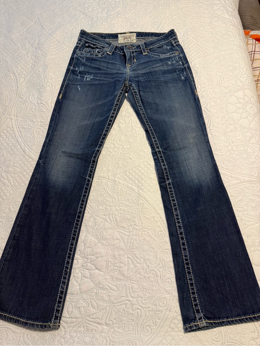 Big Star Dark Blue Flare Jeans - Faded Stretch Denim